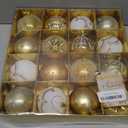 Sea Team 80mm/3.15" Set of Colorful Painted Sparkling Ornaments and Hanging Balls for Christmas Tree - 16 Pieces (Gold & White)