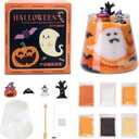 SixLadybro Halloween Candle DIY Kit, Candle Making Suplies with Ornament, Colored Candle Pellets, Cotton Wick and Glass Jar (Orange)