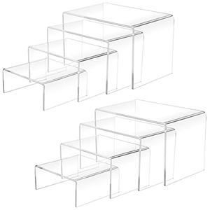 Cerpourt 8Pcs Acrylic Display Risers(6",5",4" 3") Clear Product Stand,Cupcakes Holder Dessert Display Transparent Showcase Stands, Candy Bar Risers, Acrylic Lifts Display for Figures