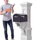 Step2 Atherton Grand Mail Post, Mailbox Not Included, Weather Resistant, Large Outdoor Mail Post, Made of Durable Plastic, Easy Install, Classic White