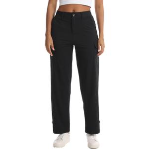 Women's Lightweight Hiking Joggers with Pockets - Breathable Athletic Cargo Pants for Work Golf Lounging Travel (Black), XS