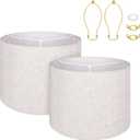 Large Brown Lamp Shades Set of 2, Natural Linen 16" Top X 16" Bottom X 12" Height Lampshade Fits for Home Bedroom Living Room Decor, Easy Assembly Required Lamp Shade Holder Included Spider Fitter