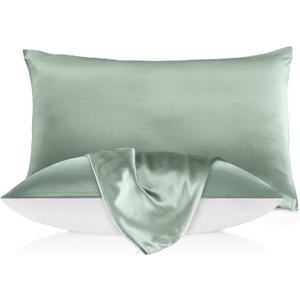 LILYSILK Natural Silk Pillowcase for Hair and Skin with Cotton Underside 1pc Standard 20x26 Inch Avocado Green