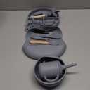 LITTLE RAWR Silicone Baby Feeding Set 14 Pcs,Baby Led Weaning Supplies, Baby Spoons Suction Bowl Divided Plate Bib Cup Finger Brush,First Stage Solid Food Eating Utensils - 6+ Months(Blue Gray)