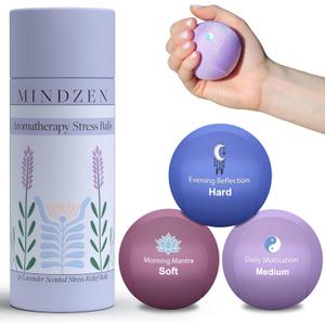 Lavender Stress Balls for Adults | Aroma Infused for Anxiety and Stress Relief | Enhance Mindfulness & Focus | Tri-Strength Physical Therapy Hand Grip Exercise and Calming Sensory Fidget Tool