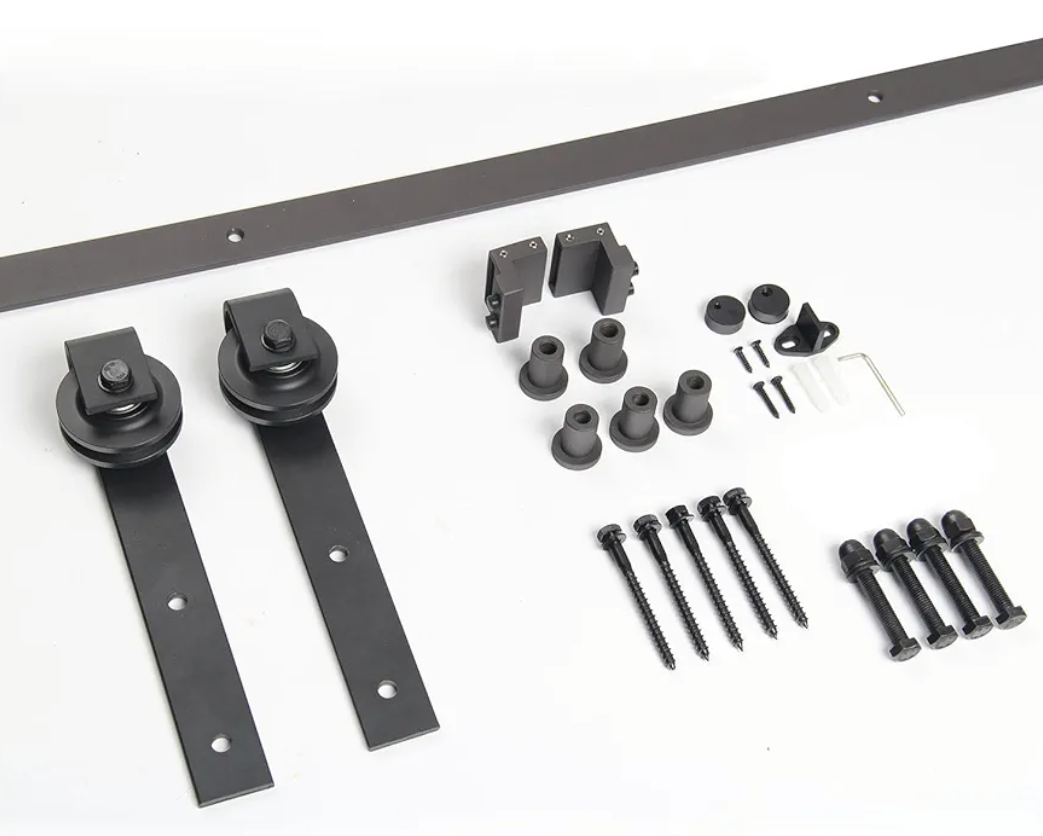 Matte Black Rustic J-Shape Basic Vintage Sliding Barn Door Hardware Kit Two-Openings 10FT(2X1525mm) Track Single-Door Hardware Kit