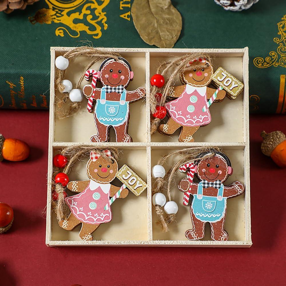 3 x Christmas Tree Ornaments Gingerbread Man Hanging Ornaments for Christmas Tree Wooden Christmas Hanging Ornaments Cute Cartoon Indoor Decor Supplies Cartoon Themed for Christmas Decorations Decor 12PCS