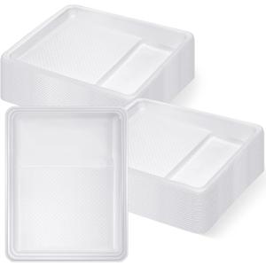 Geelin 40 Pcs 9 Inch Disposable Paint Tray Liner Heavy Duty Plastic Household Paint Pan Trays (White)