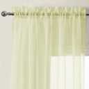 2-Pack Sheer Linen-Look Valances for Windows Kitchen Window Treatment Beige Short Curtain Panels for Living Room Bedroom Sheer Toppers