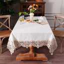 Rectangle Tablecloth Offwhite Farmhouse Elegant Table Cover with Hollow Vintage Lace Border for Christmas Kitchen Home Outdoor Indoor Dining Decor (Beige, 60 x 84 Inches)