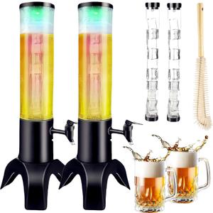 1.5L Mimosa Tower Dispenser, 50oz/1.58 Qt. Drink Tower Tabletop Beer Dispenser with Ice Tube for Bars Bars Parties Restaurants (2 PACK)