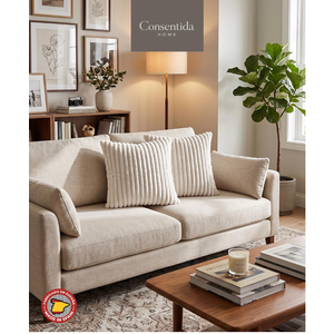 Set of 2 Sofa Cushions 45 x 45 cm - Wide Corduroy Beige