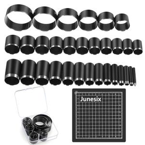 31 Pieces Leather Circle Cutter Tool Set, Circle Punch Tools 1-25mm 30 35 40 45 50 55mm High Carbon Steel Round Leather Cutting Dies Leathers Hole Punch Tool Kit for DIY Leathers Crafts