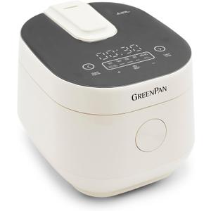 GreenPan Carb Reducing Electric Rice Cooker, 4 Cups Uncooked/8 Cooked Rice, 10 Presets, LED Display, Healthier Meals, Delay Timer, PFAS-Free Ceramic Nonstick Removable Bowl, Cool Touch, Steam, Cream