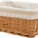 Handmade Storage Baskets Hand Woven Wicker Shelving Baskets Rectangle 1 Pc