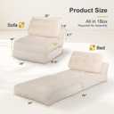 Folding Sofa Bed, Convertible Sleeper Chair With Back Support, BEIGE, 37.8"D x 34"W x 16"H