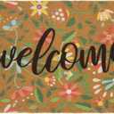 2 x Eohak Spring Welcome Door Mats with Non-Slip Backing Flower Seasonal Door Mat for Farmhouse Door Mat Decoration 17 x 29 Inch (Multi Flower, 17"x29")