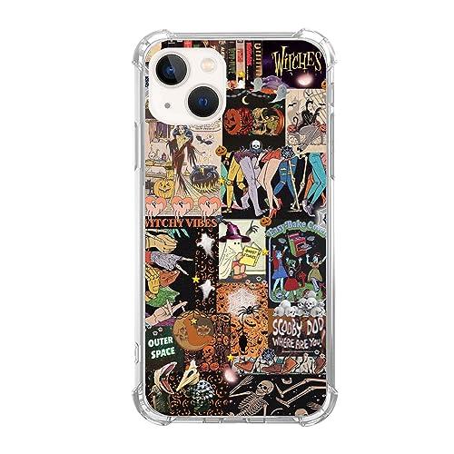 Rewput Halloween Spooky Collage Phone Case for iPhone 14, Creepy Halloween Collage Cover for Women Men Girls Boys, Trendy Design TPU Bumper Case for iPhone 14