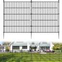 10 Panels No Dig Decorative Outdoor Garden Fence for Yard, 32 in(H) X 23.6 ft(L) Animal Barrier Fencing Rustproof Metal Wire Panel Border for Dog, Rabbits, and Patio Temporary Ground Stakes