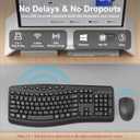 Wireless Keyboard and Mouse Combo, 2.4G Full Size Quiet Ergonomic Curved Keyboard for Natural Typing, 3-Level DPI Adjustable Silent Mouse for Windows, Mac OS, Desktop/Laptop/Office and Home (Black)