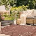 Liora Manne Carmel Indoor/Outdoor Power Loomed Synthetic Blend Low Profile Area Rug - Transitional Border Botanical Leaf Decorative (Bamboo Border Chili) (3'3" x 4'11")
