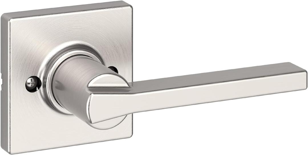 Kwikset Casey Dummy Door Handle, Single Sided Lever for Closets, French Double Doors, and Pantry, Satin Nickel Non-Turning Reversible Interior Push/Pull Lever, with Microban Protection (1 Pack, Satin Nickel)