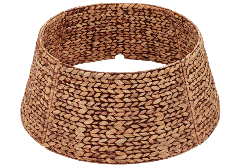CENBOSS Rattan Christmas Tree Collar, Wicker Tree Skirt & Stand Base Cover (Brown Wash, 24 inch)