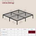 VASAGLE King Metal Bed Frame 14 Inches Tall, 1100 lb Weight Capacity, No Box Spring Needed, with Under-Bed Storage, Easy Setup, Heavy-Duty Platform Bed, Mattress Retainers, Matte Black URMB654BD02S