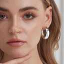 5-8mm Tapered Design Thick Large Hoop Earrings for Women Trendy Hypoallergenic 925 Sterling Silver Post 14K Gold Hoop Earrings Non Tarnish Lightweight Big Chunky Gold Hoops 30/40/50/60MM