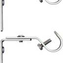 Kenney 5/8" Adjustable 2.5-3" Curtain Rod Mounting Brackets, Set of 2, Brushed Nickel