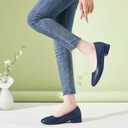 Hash Bubbie Women's Loafers Slip On Shoes Chunky Low Block Heels Closed Toe Pumps Office & Wedding Comfortable Dress Shoes (Navy, US10)