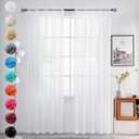youleyar Solid Sheer Rod Pocket Curtain Voile Draperies 2 Panels White Beige Black Grey Coffee 52 Inch Width 96 Inch Long 1 Pair for Kitchen Bedroom Children Living Room Yard, (52"W x 96"L (Pack of 2))