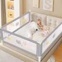 Height Adjustable Bed Rail for Toddlers, Kids Safety Baby Bed Rail for Twin/Full/King/Queen Size Bed (3 Sides, 74 * 74 * 39 Inch)