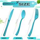 Minatee 150 Pieces Disposable Cutlery Set Plastic Silverware Heavy Duty Utensil Sets 50 Forks 50 Knives 50 Spoons for Home Office School Party Picnics Restaurant Outdoor Events(Peacock Blue)