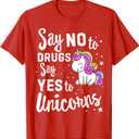 Red Ribbon Week Say No To Say Yes To Unicorns Unicorn T-Shirt. Size 4-5Y