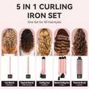 Maxt 5-in-1 Interchangeable Curling Iron Wand Set with 3 Barrels & Curling Thermal Brush | Ceramic Coated for Long-Lasting Curls, Waves Hair Curler (0.35-1.25 inch) (Pink)