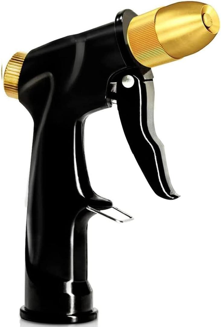 ESOW Garden Hose Nozzle, 100% Heavy Duty Metal Spray Gun with Full Brass Nozzle, High Pressure Watering Nozzle, Adjustable Spray Water Flow for Watering Plants, Showering Pet, Washing Car, Cleaning