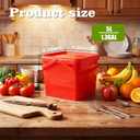 METAPACK 1.3 Gallon Double Handles Square Bucket, Food Grade Plastic Bucket with Lid, Red Stackable Food Storage Containers Set for Kitchen Organization,Fruit,Cookies,Dry Goods(5 Pack)