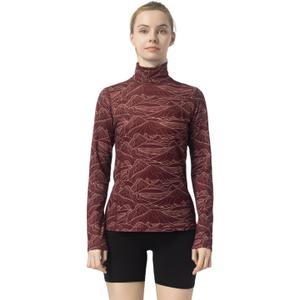 Leapstride Women's Slim Fit Turtleneck Performance Base Layer Long Sleeve Top with Mountain Print, Moisture-Wicking Fabric for Workouts & Outdoor Activities M