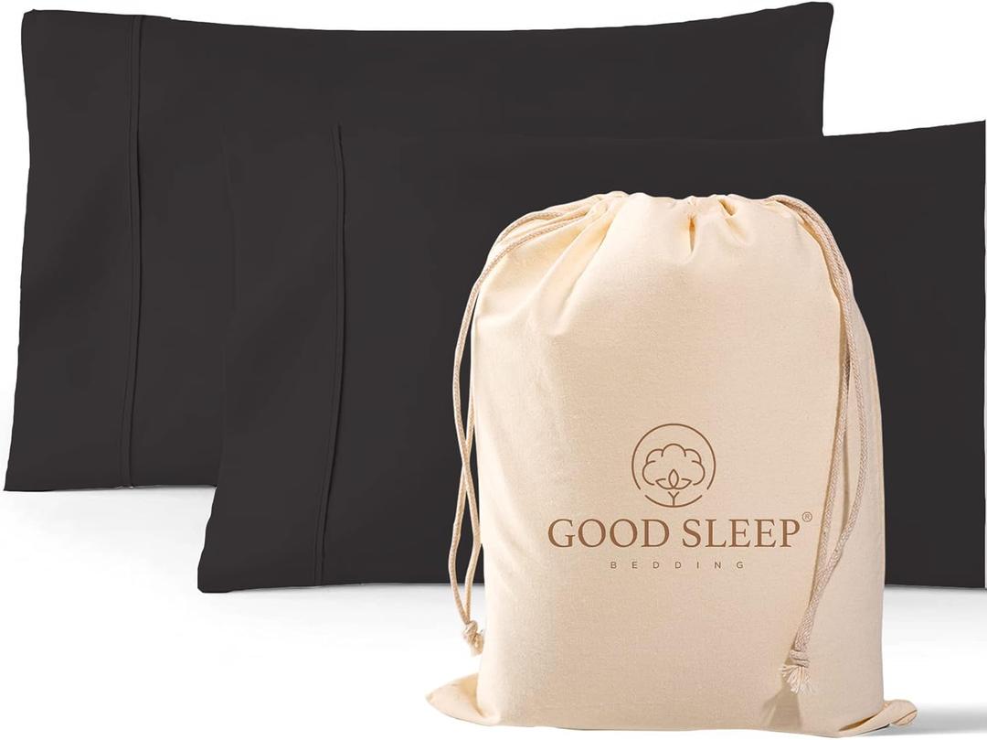1000 TC Dark Gray Standard Pillowcases Set of 2 100% Egyptian Cotton Pillow Cases with Long Staple Cotton & Sateen Weave, Silky Soft Hotel - Like Bed Pillow Covers for Comfy Sleeping, Snug Fit