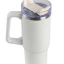 AmPm 
Insulated Tumbler 40oz - Travel Coffee Mug with Handle Straw Lid Water Bottle | Stainless Steel Double Wall Cup for Hot & Cold Drinks - Reusable and Leakproof (White)