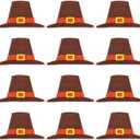 12 Pcs Thanksgiving Pilgrim Hat Iron On Patches, Thanksgiving Hats Embroidered Patches, Fall Appliques Sew on Iron on Patches for Autumn DIY Craft Clothing Bags Decoration Party Supplies