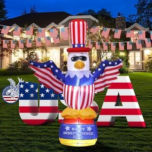 HZGDEJTG 4th of July 8ft Eagle Inflatable Decoration with Built-in LED Lights to Light up Your Yard for Outdoor and Indoor Parties to Celebrate Independence Day