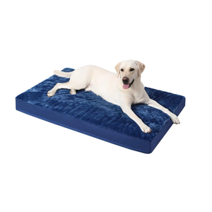 KSIIA Washable Dog Bed Deluxe Plush Dog Crate Beds Comfy Kennel Pad Anti-Slip Pet Sleeping Mat for Large, Jumbo, Medium, Small Dogs Breeds, 23" x 18", Dark Blue