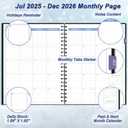 Monthly Planner 2025-2026 (7.4'' x 9.6''), 18 Months Calendar Planner from Jul 2025-Dec 2026, 2025 Agenda with Pocket, 120GSM Paper, Black