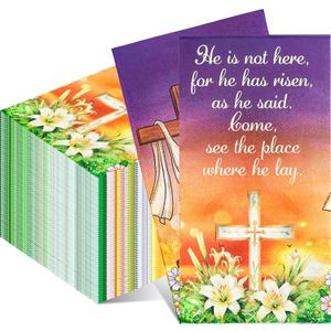 Fancy Land Religious Easter Napkins Christian He Is Risen Napkins Disposable 100Pcs Spring Flowers Cross Guest Hand Towel for Home Bathroom Dinner Party Decorations Supplies 3Ply