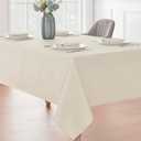 Veblandy 2 Pack Rectangle Tablecloth, 60x104 inch, Water Resistant Wrinkle Free Linen Textured Table Cloth Washable, Decorative Fabric Table Cover for Dining, Party and Camping, Beige