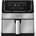 bella 8 Qt Digital Air Fryer with TurboCrisp Technology, Large Family Size Nonstick Cooking Basket and Crisping Tray, Multiple Preset Functions, Auto Shutoff, Stainless Steel, 1750 Watt
