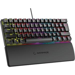 Rampage Plower K60 Mechanical Gaming Keyboard – 62 Keys, LED Backlit, Anti-Ghosting, 1.5M USB Wired, Compact 60% Layout, Windows & Mac Compatible, Black(Blue Switch)