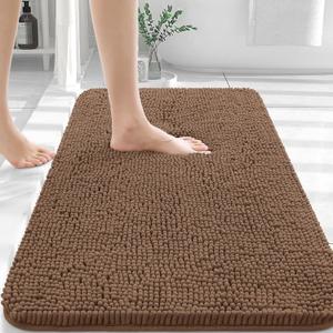 OLANLY Bathroom Rugs 30x20, Extra Soft Absorbent Chenille Bath Rugs, Rubber Backing Quick Dry, Machine Washable Bath Mats for Bathroom Floor, Tub and Shower, Home Decor Accessories, Mocha